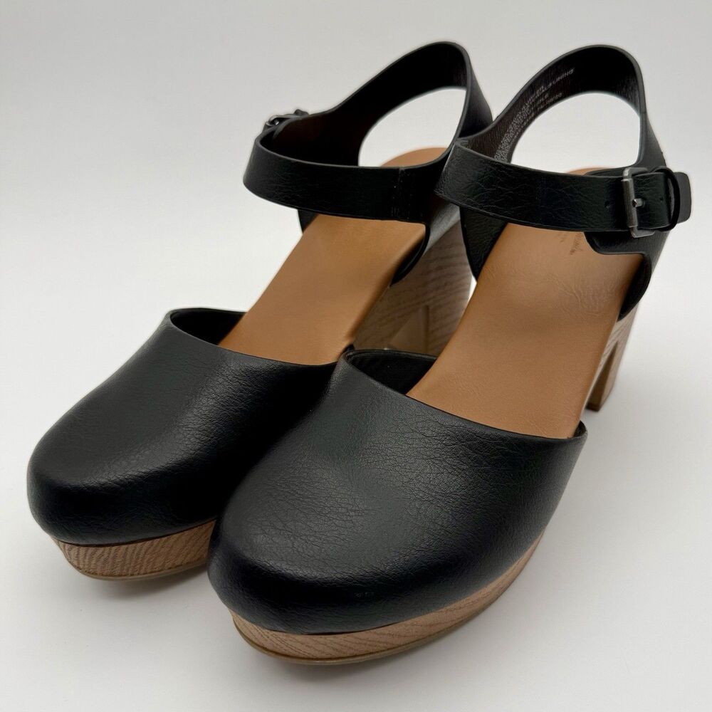 UNIVERSAL THREADS Target Platform Block Heel Shoe Women Sz 8.5 Black Ankle Strap